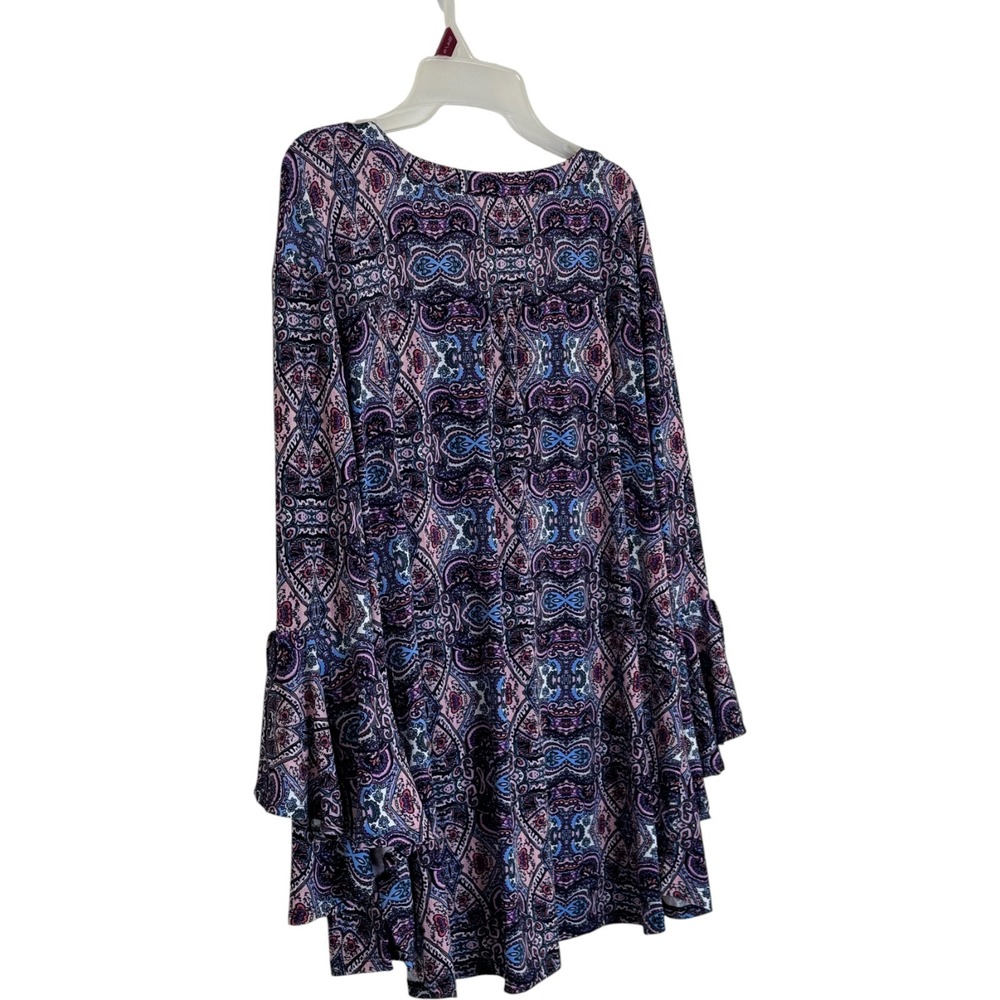 Cato Plus Size 26 28W Paisley Bell Sleeve V Neck Blouse Top Kightweight Casual - Picture 8 of 12